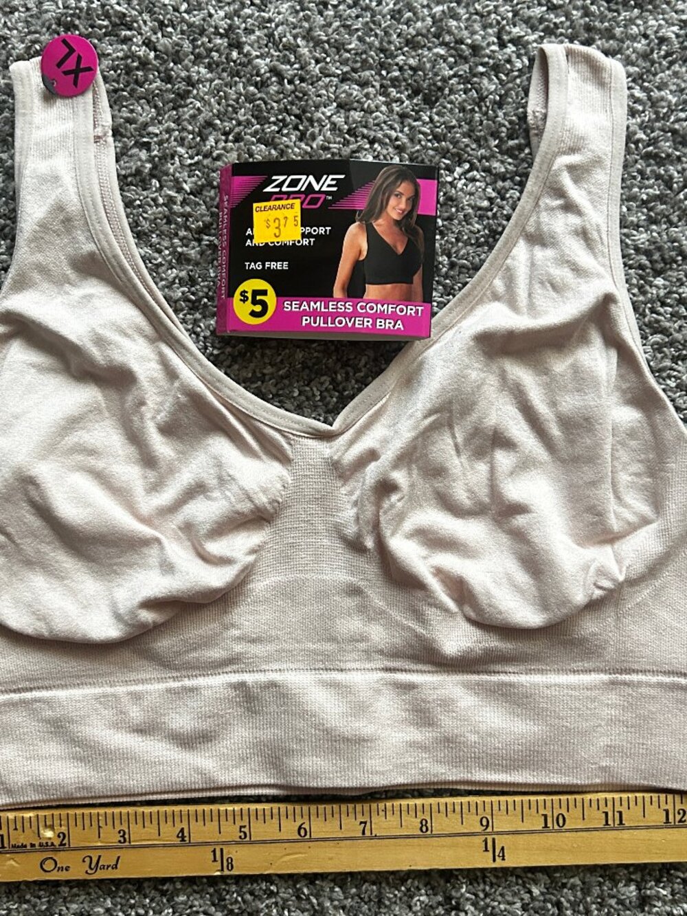 NWT Zone Pro Women's Wireless Pullover Bra Light Pink Size XL